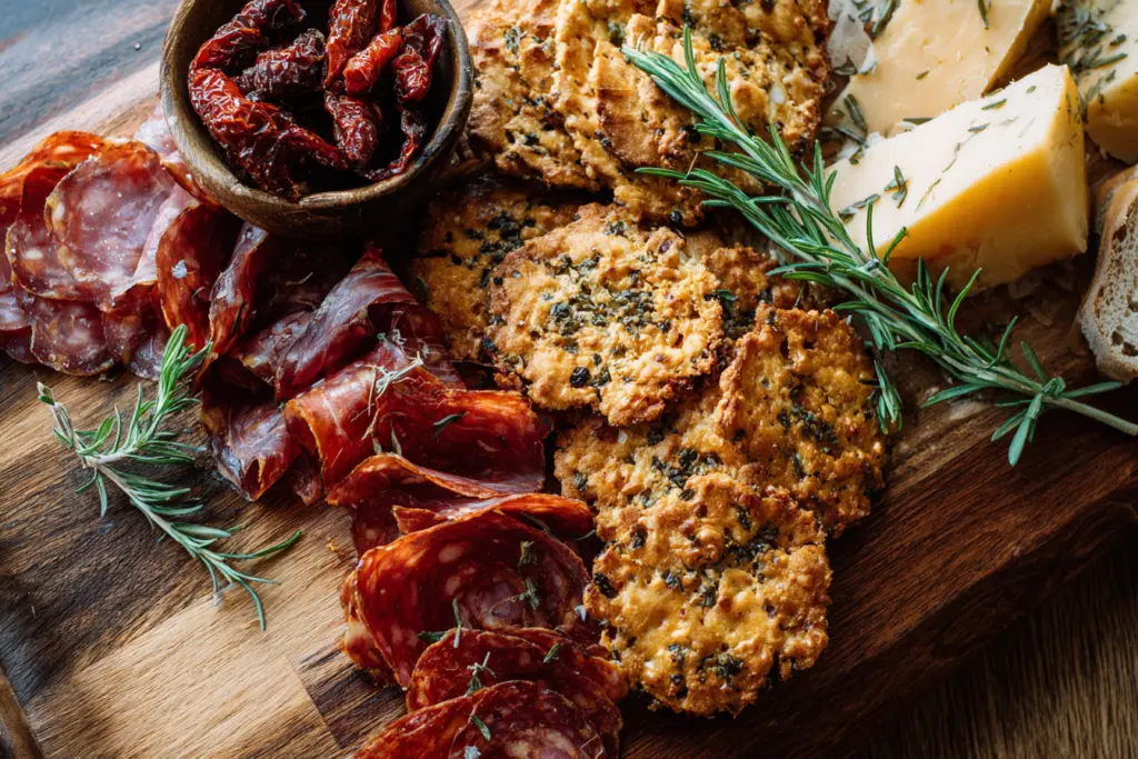 sourdough discard crackers cheese board
