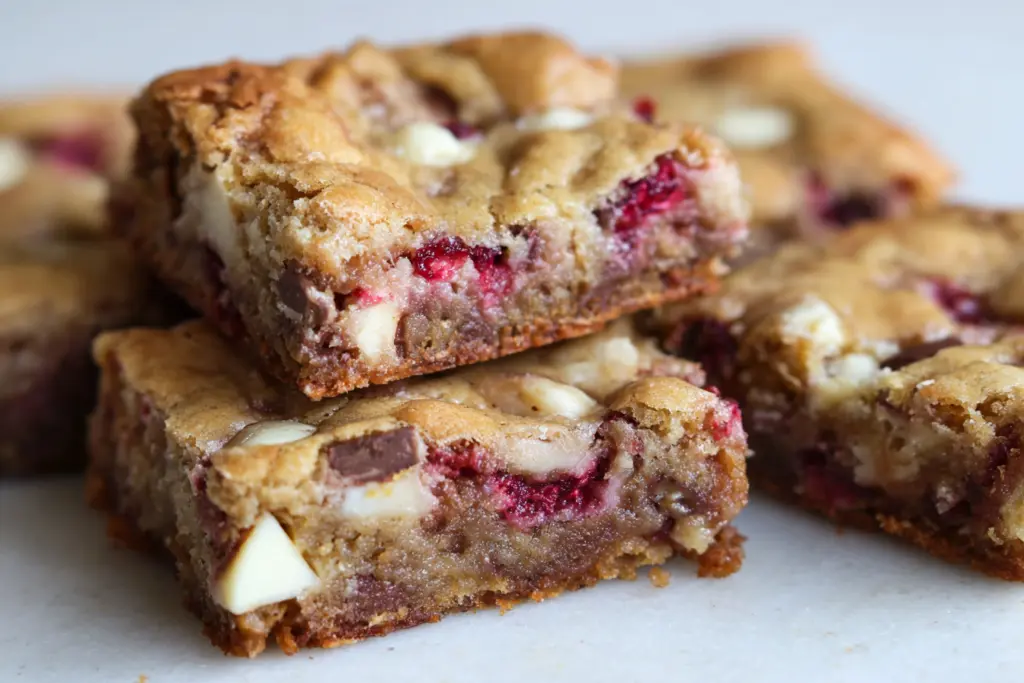 White Chocolate Raspberry sourdough discard blondies