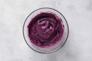 purple sweet potato puree and sourdough starter mix