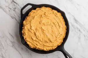 Pumpkin Oat Skillet Cookie with Sourdough Discard 12 Spread Pumpkin Oat Skillet Cookie dough into prepared a black cast iron skillet