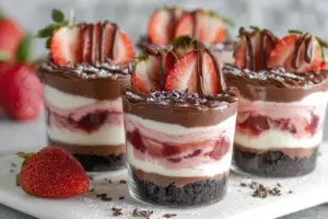Chocolate Strawberry Cheesecake Dessert Cups (Valentine’s Dessert )