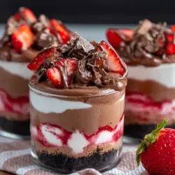 Chocolate Strawberry Cheesecake Dessert Cups recipe card