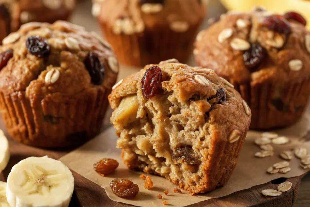 Banana Oat Sourdough Muffins