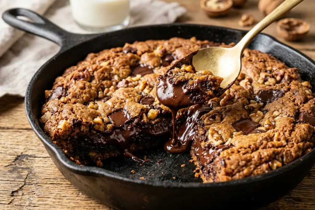 Sourdough Chocolate Chip Skillet Cookie 7 Chocolate Chunks Walnut Skillet Cookie