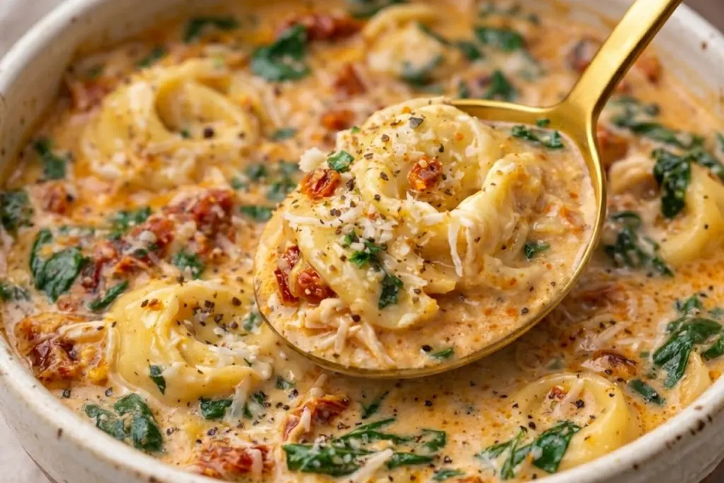 Creamy Sun-Dried Tomato Chicken Tortellini Soup