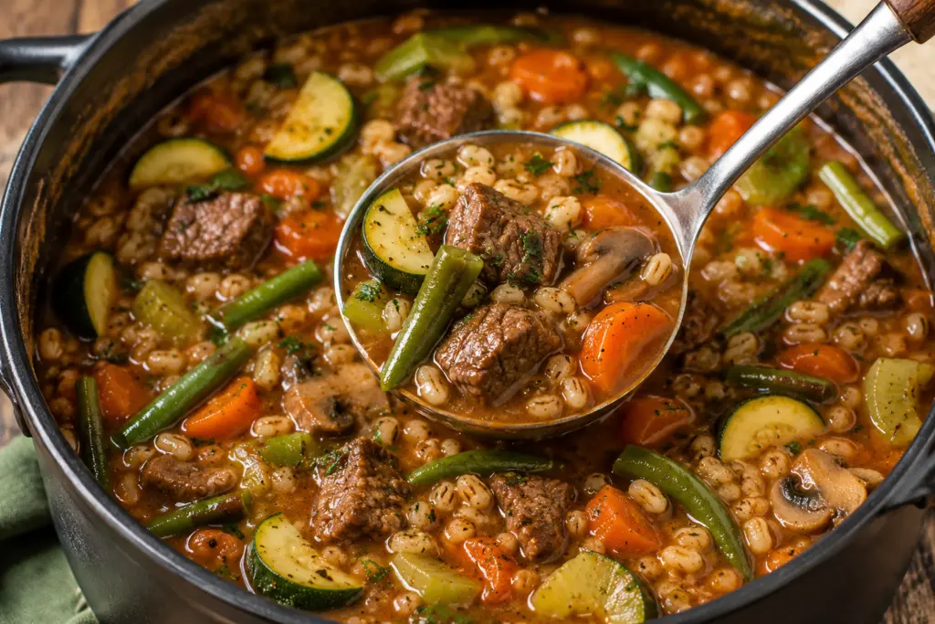 One-Pot Beef Barley Soup with Vegetables