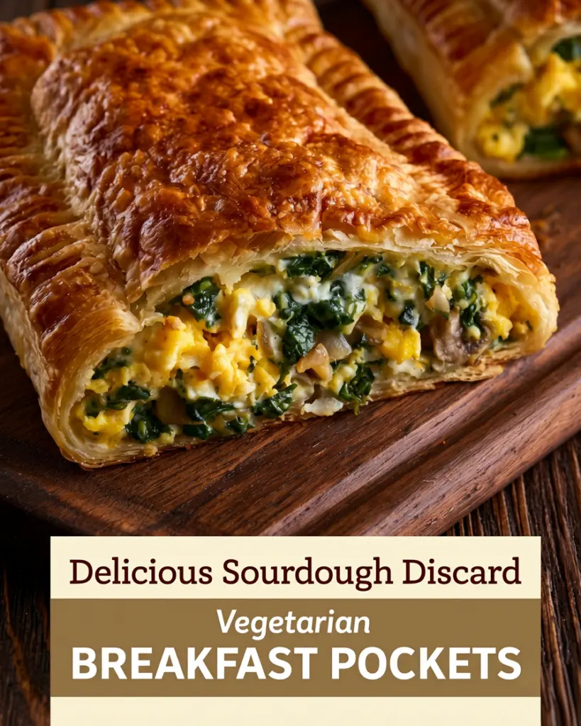 Sourdough Breakfast Pockets (Easy Discard recipe) 8 Flaky Sourdough Discard Spinach, Mushroom & Feta Egg Pastries