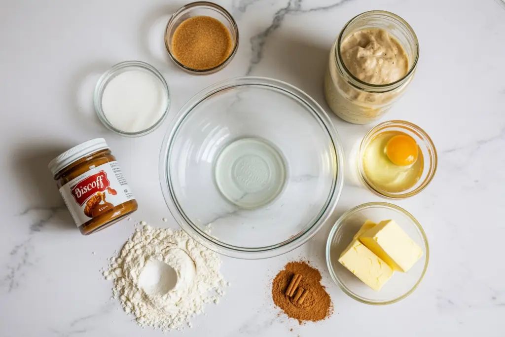 ingredients for sourdough biscoff cookies recipe