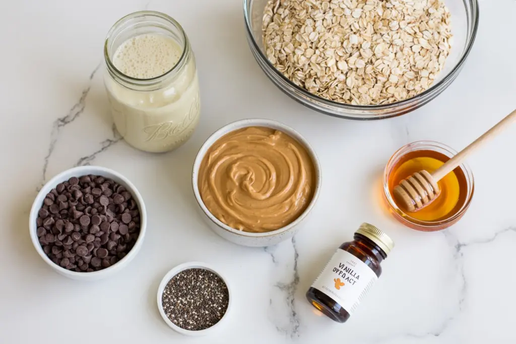 Ingredients for sourdough discard peanut butter energy balls