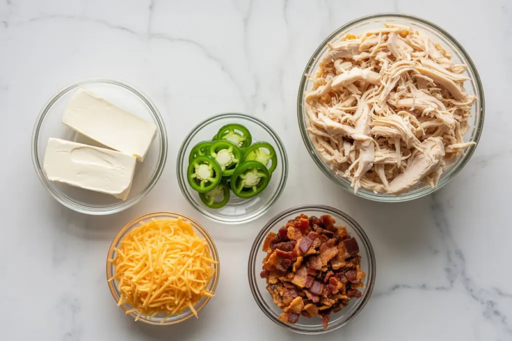 ingredients for jalapeño popper chicken casserole