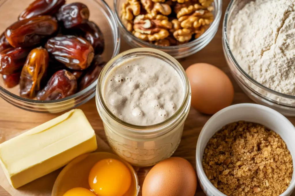 Sourdough Dates Walnut Cake Loaf 2 Ingredients for sourdough dates walnut cake loaf