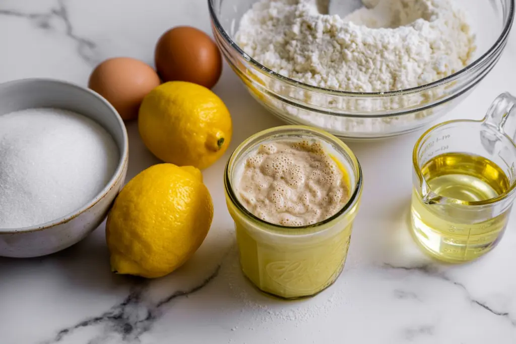 Sourdough Lemon Quick Muffins 11 Ingredients for Sourdough Lemon quick muffins