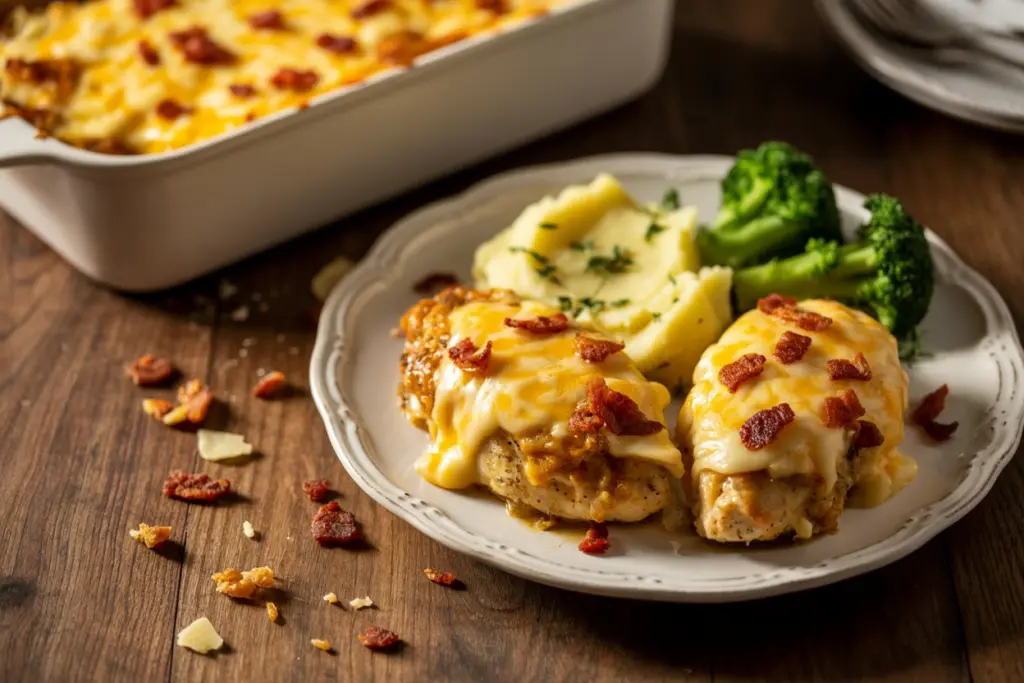 Best Four Cheese Stuffed Chicken Casserole 8 sliced cheese stuffed chicken casserole served