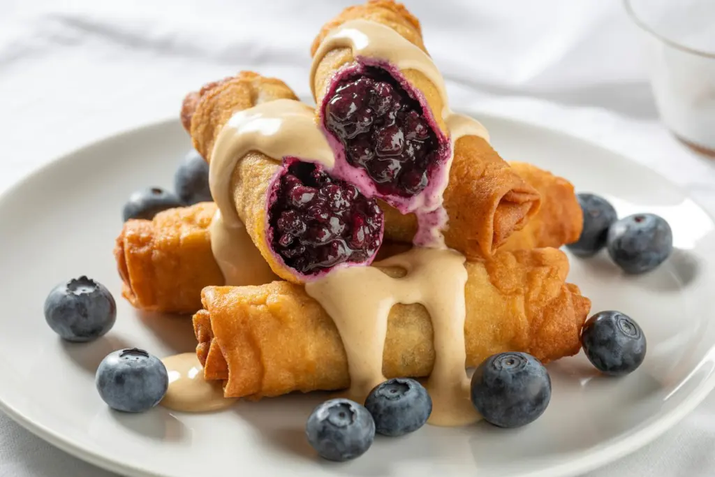 blueberry egg rolls served