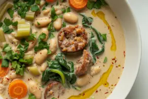creamy hearty Tuscan white bean soup bowl