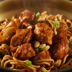 Sticky Garlic Chicken Noodles recipe card