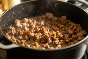 cook cook sausage until browned and slightly crispy.