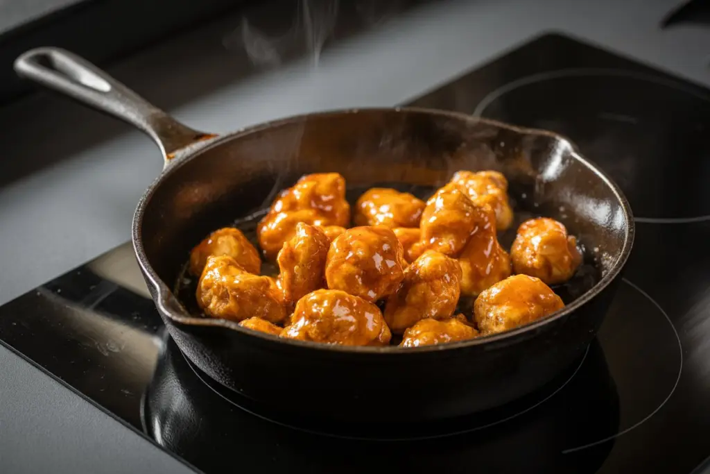 crispy orange chicken bites tossed in orange sauce