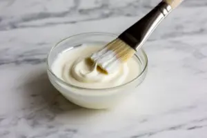 Sourdough Chocolate Chip Scones 14 heavy cream on a small glass bowl