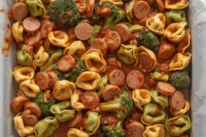 Sheet Pan Broccoli Tortellini Bake