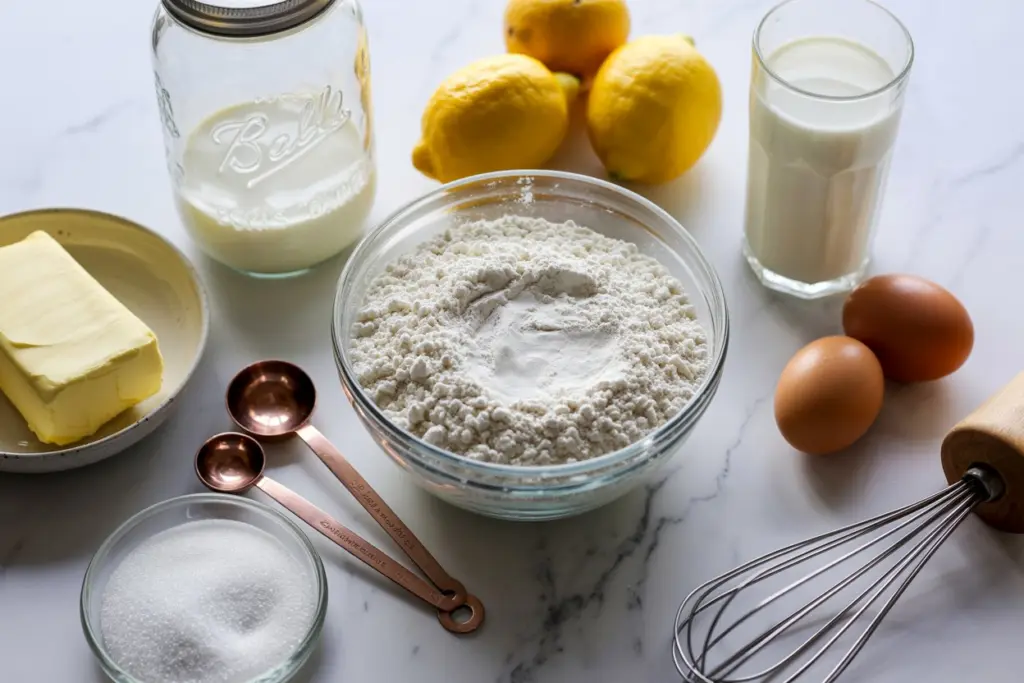 Easy Sourdough Discard Lemon Loaf 2 ingredients for sourdough discard lemon loaf including lemons and starter discard