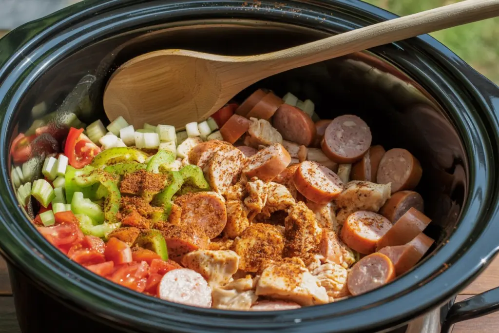 Slow Cooker Chicken Jambalaya 5 slow cooker chicken jambalaya before cooking
