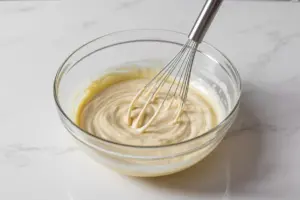 Easy Sourdough Vanilla Sheet Cake 9 mixture of wet cake ingredients