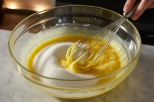 whisk sugar and melted butter