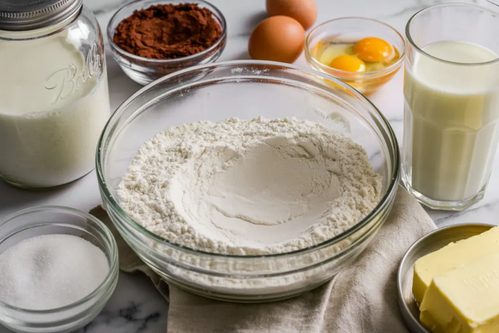 ingredients for sourdough discard chocolate cake