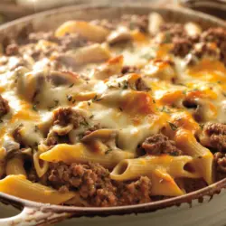 Creamy Mushroom Ground Beef Bake 2 mushroom ground beef bake recipe card