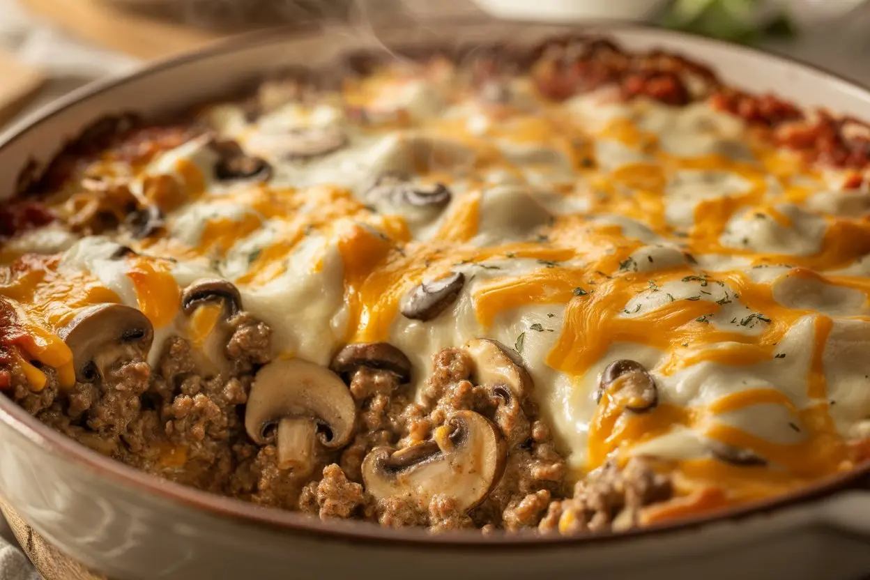 Creamy Mushroom Ground Beef Bake