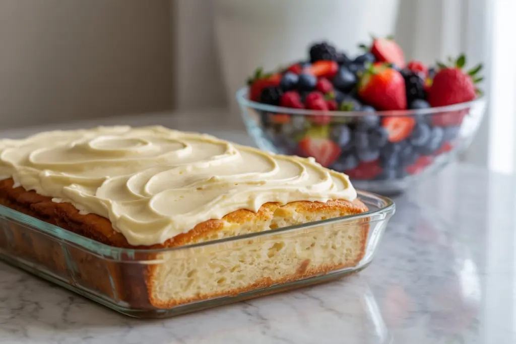 Easy Sourdough Vanilla Sheet Cake 3 Frosting Sourdough Vanilla Sheet Cake