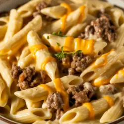 cheesy beef pasta recipe card