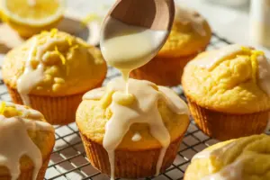 Sourdough Lemon Quick Muffins 10 drizzle the glaze over the cooled Sourdough Lemon muffins