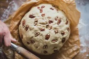 score the top of maple pecan sourdough dough