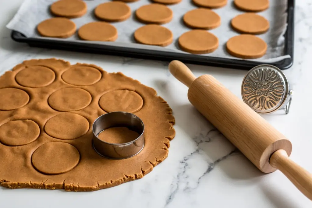 stamping sourdough biscoff cookies dough