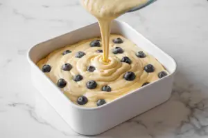 sourdough blueberry cake batter