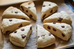 Sourdough Chocolate Chip Scones 13 sourdough chocolate chips scones dough wedges