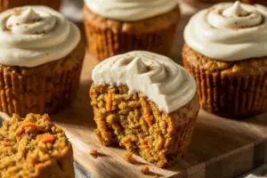 Sourdough Carrot Cake Muffins with Cream Cheese Frosting