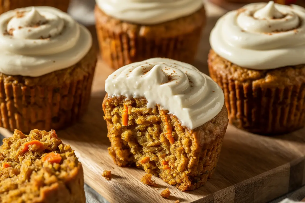 Sourdough Carrot Cake Muffins with Cream Cheese Frosting