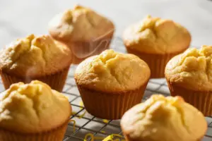 Sourdough Lemon Quick Muffins 8 freshly baked lemon muffins