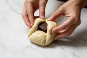chocolate filled sourdough brioche donuts