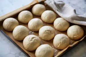 resting sourdough brioche donuts dough balls