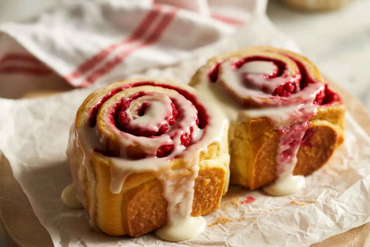 Yogurt Raspberry Sweet Rolls with Cream Cheese Icing