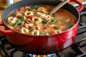 creamy spinach chicken tortellini soup