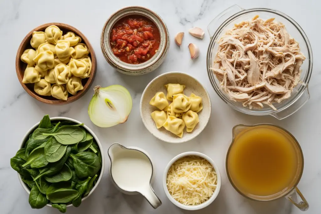 ingredients for creamy chicken tortellini soup