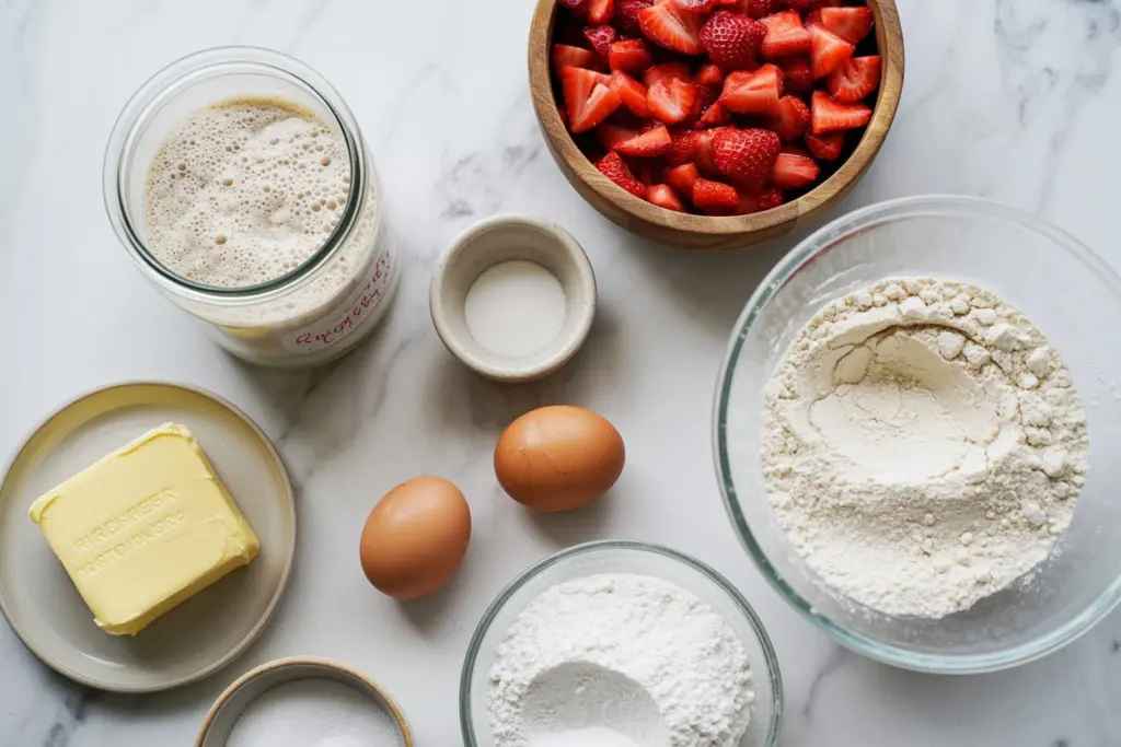 ingredients for sourdough strawberry bars