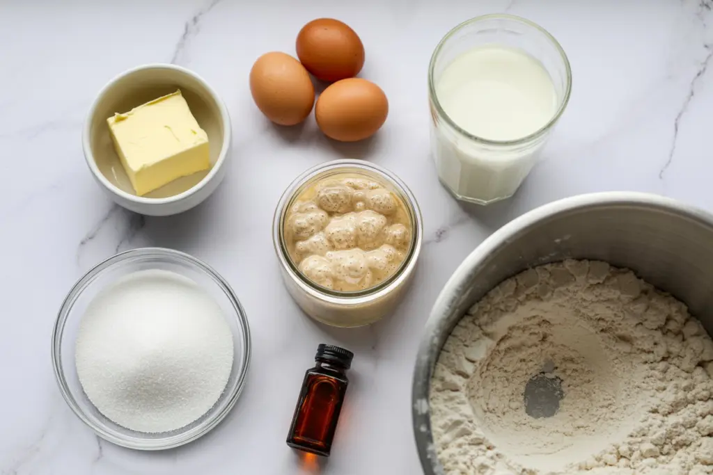 ingredients for sourdough discard pound cake
