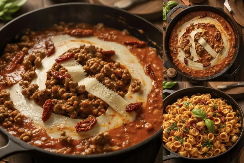 Easy Marry Me Ground Beef Pasta 3 Cooking Process of Marry Me Ground Beef Pasta