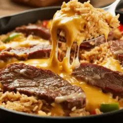 steak and queso rice recipe card
